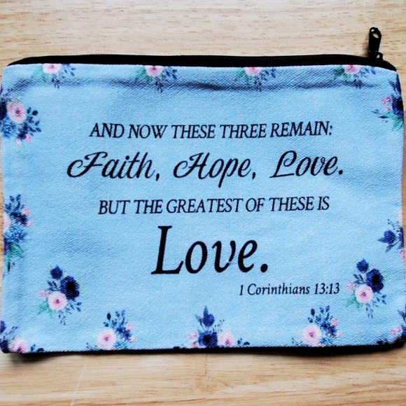 2 Bible Verse Zipper Makeup/Cosmetic Bags New - Picture 2 of 5